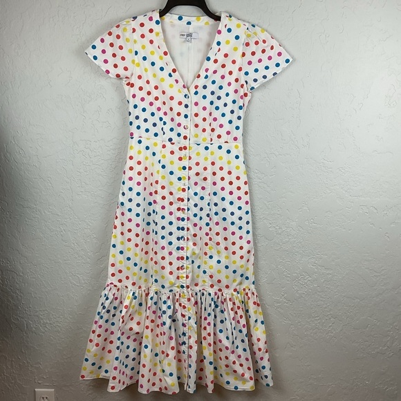 color me courtney Dresses & Skirts - Color Me Courtney Dipping Dot Button-Down Midi Dress Sz 4